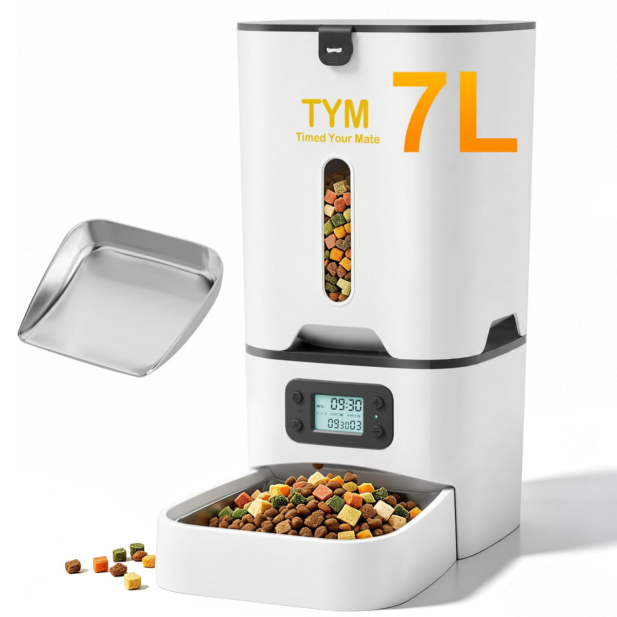 Automatic Cat Feeder 7L, 9 Meals/Day Food Dispenser for Cats Small Dog Pet