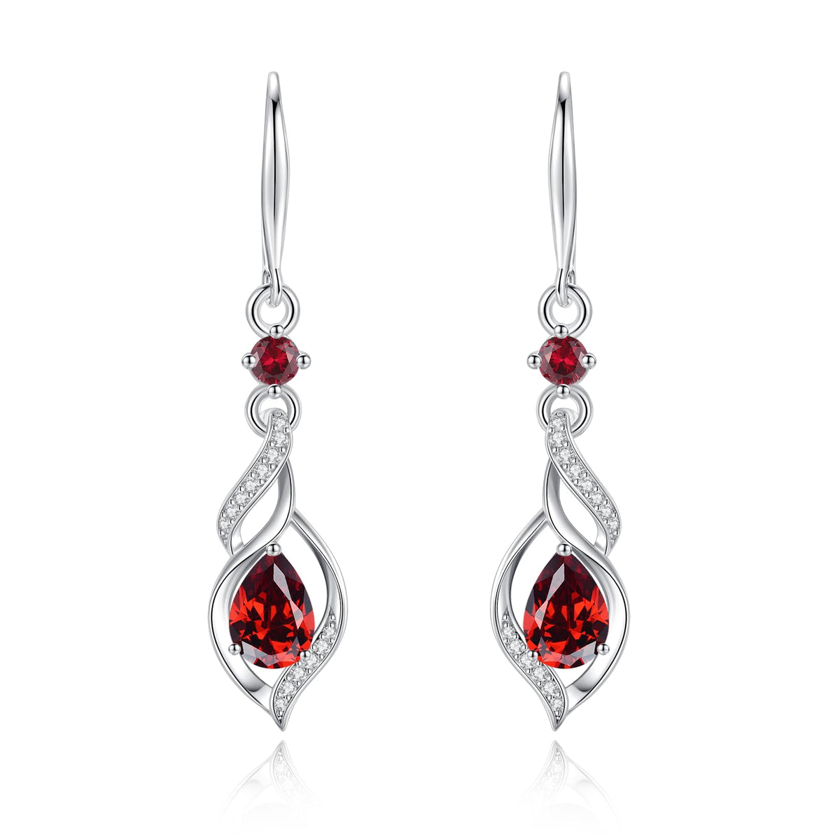 FANCIME January Birthstone Dangle Earrings for Women Garnet Earrings