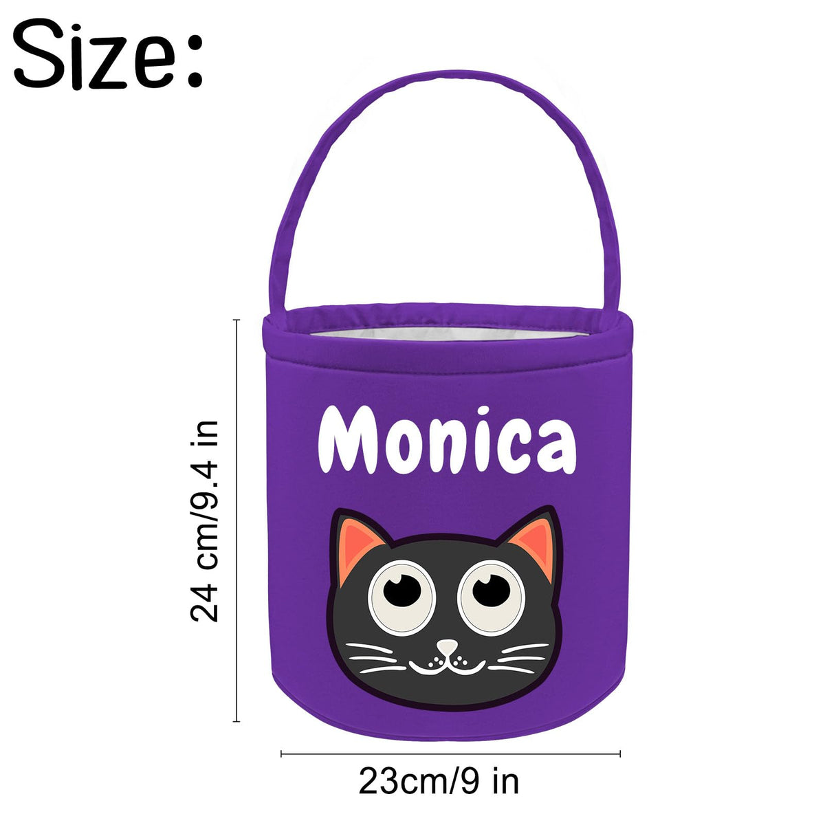 PFTPOW Personalized Halloween Bucket with Name Custom Halloween Trick or Treat Basket Bag Customized Candy Buckets Gift for Kids Boys Girls Purple