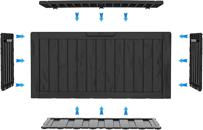 90 Gallon Waterproof Outside Storage Box - Patio Storage & Outdoor Deck Box, All-Weather Resin Chest for Pool/Garden Accessories, Lockable UV-Resistant, Jet Black