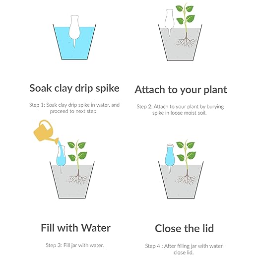 Drip Irrigation Stakes - Extra Large Improved Drip Easy-Refill 4 Week Waterer System with Large Reservoir Bulbs - Automatic Self-Watering Device for Indoor & Outdoor Plants
