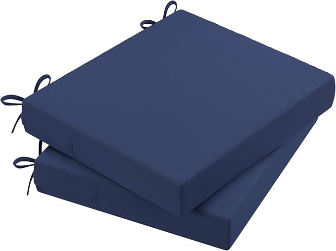 AAAAAcessories Outdoor Seat Cushions for Chairs, Waterproof, Fade-Resistant Patio Furniture Replacement Cushions, 18.5" x 16" x 3", Set of 2, Navy Blue