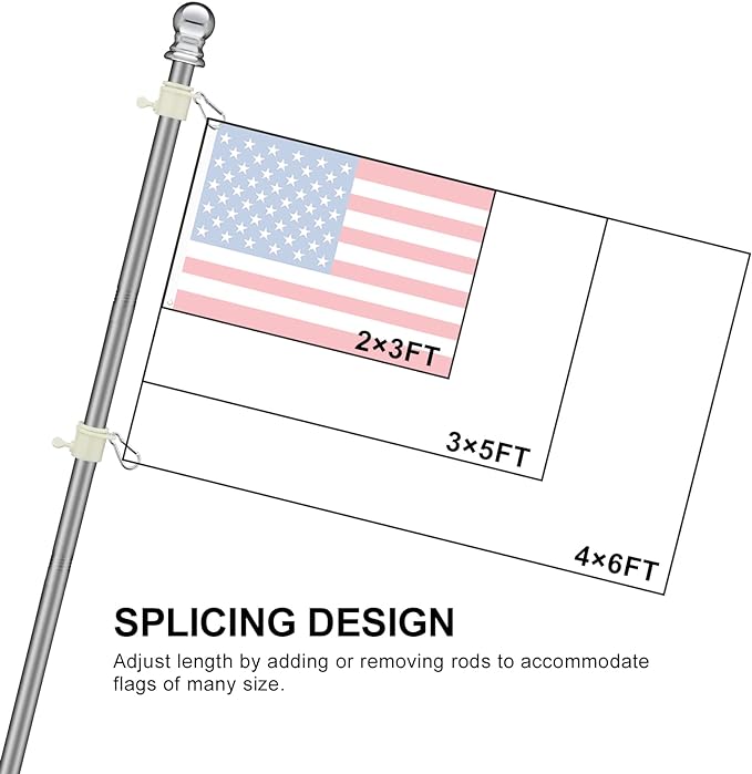 Flag Pole, 6FT Flag Pole for House - Residential or Commercial Metal Flagpole for Garden Yard Porch Truck Boat (No Bracket)