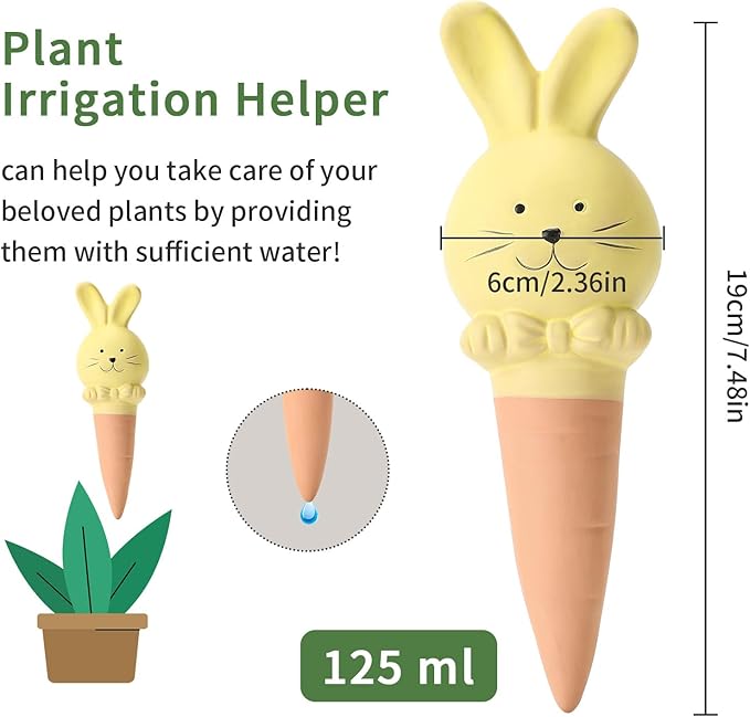 WILDKEN Terracotta Watering Globes, 4 Pack Rabbit Shaped Plant Watering Spikes Vacation Self-Watering Planters Devices for Indoor and Outdoor Plants
