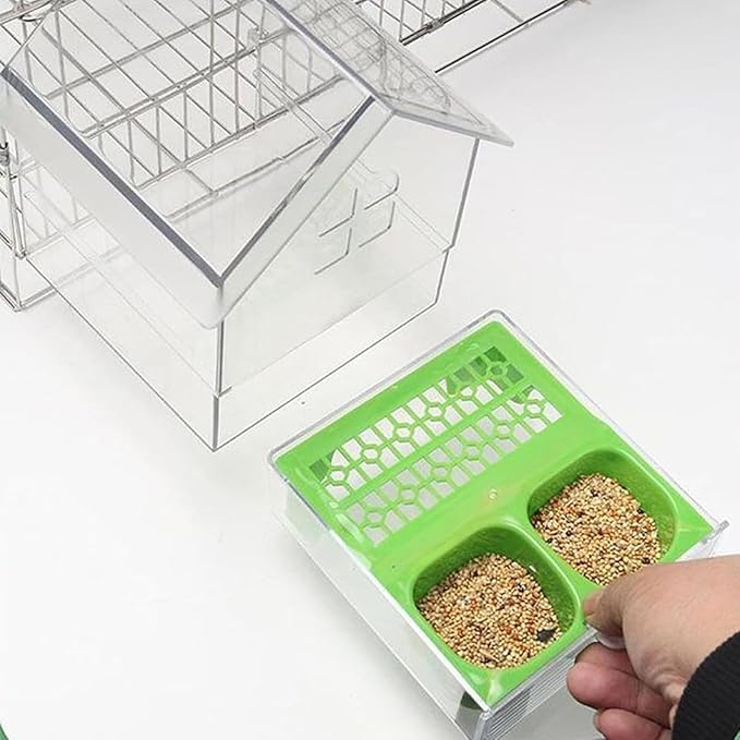 2026 New Pull-Out External Parrot Feeder, Bird Bath for Cage, 7*6*5.5in Bird Feeder House, Transparent Parakeet Cage Accessories, Easy To Fill, Clean, Long-Lasting, for Finch and Hummingbird (MIX)