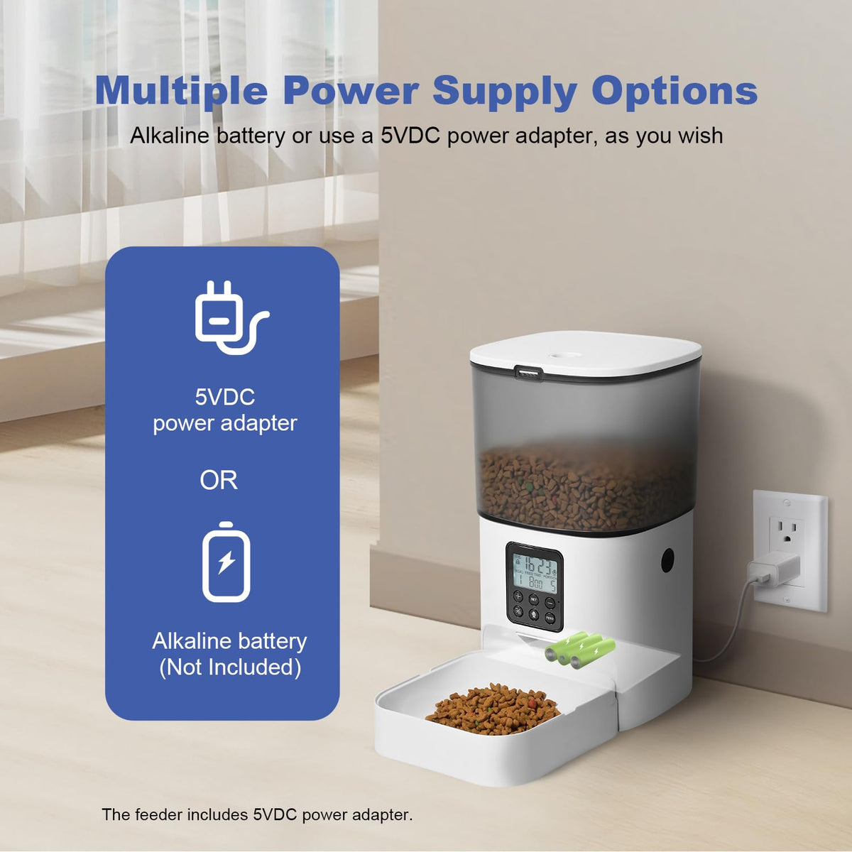 ANDOLL HOME Automatic Cat Feeder, 4L Cat Food Dispenser with 10s Voice Recorder, Pet Feeder up to 8 Meals per Day, Timed Dog Feeder with Dry Food Sealed Ring
