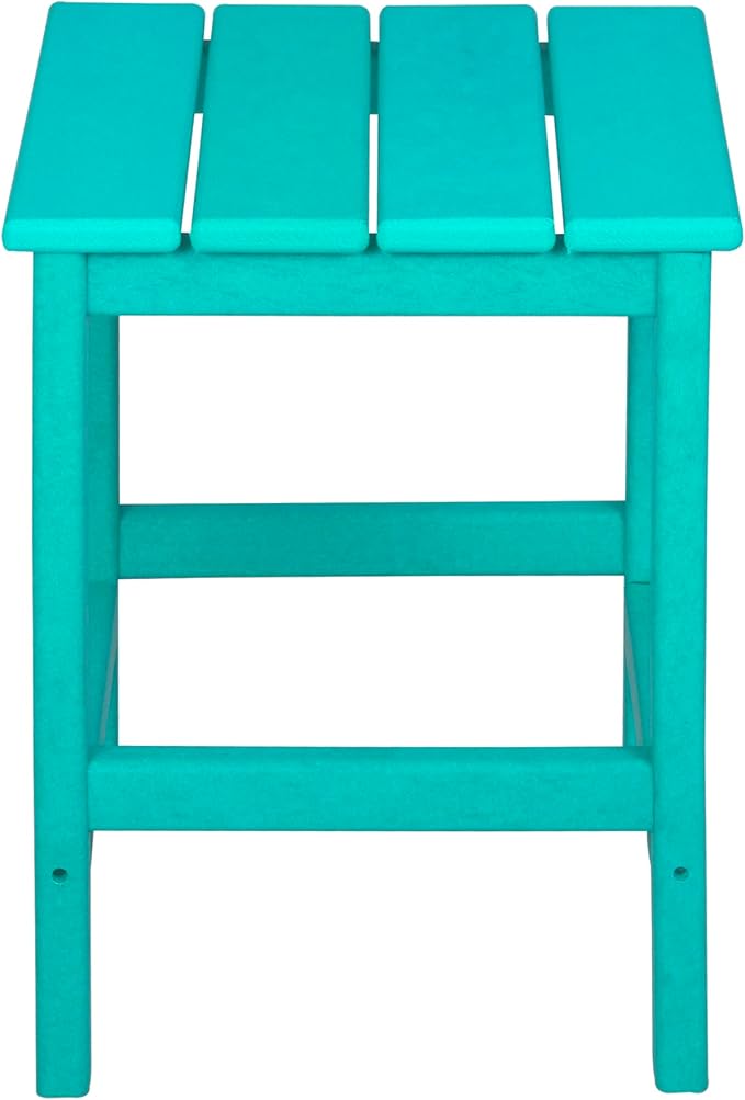 WO Home Furniture Adirondack Chair Table Set of 2 PCS Outdoor Folding Chair w Side Table Weather/UV Resistant for Lawn, Garden, Bon Fire, Balcony (Turquoise)