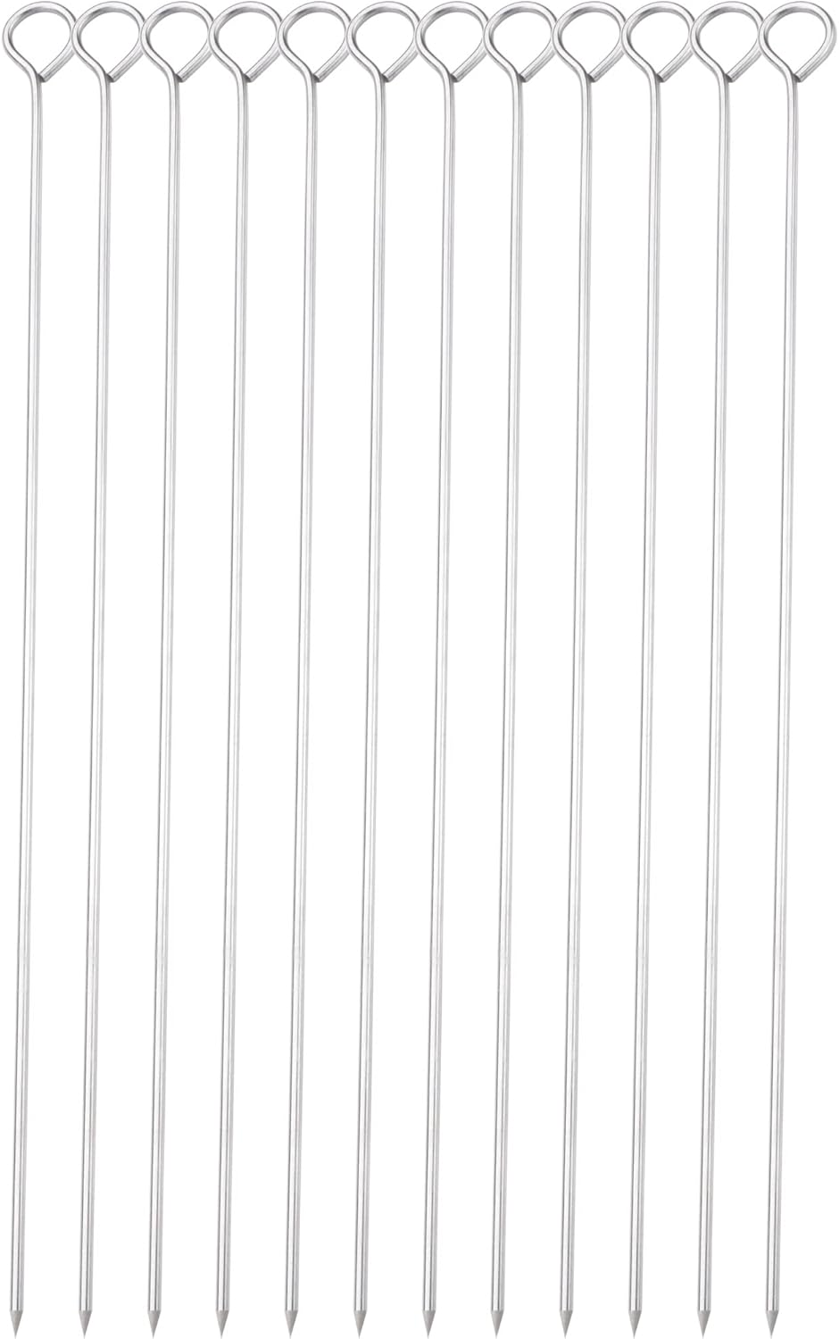12 Inch Barbecue Skewers, Stainless Steel BBQ Skewers, Shish Kebab Kabob Skewers 12Pcs