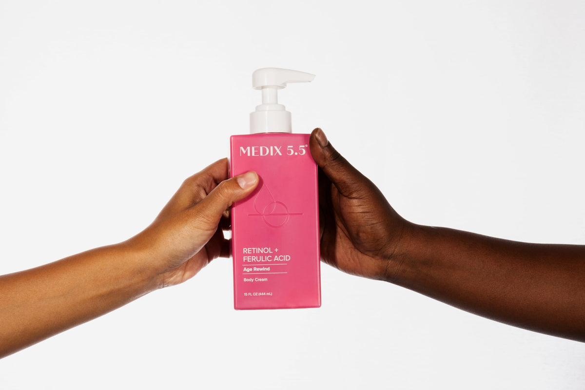 Medix 5.5 Retinol Body Lotion Firming Moisturizer | Crepey Skincare Treatment | Retinol Body Cream | Anti Aging Firming Cream For Women Targets Look Of Crepe Skin, Wrinkles, & Sagging Skin, 2-Pack