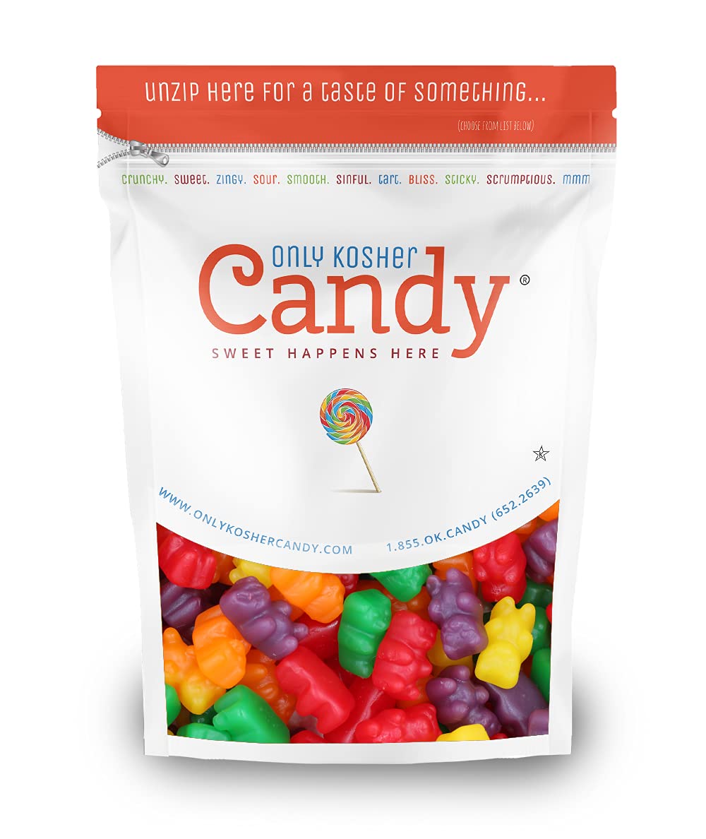 Only Kosher Candy Assorted Small Jelly Bears for Kids and Adults | Kosher Certified Gluten and Fat Free Candies - 2.5 Pound
