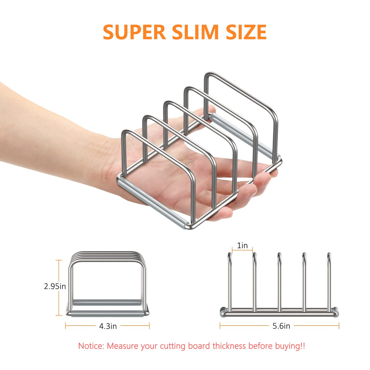 KORRTFID Cutting Board Organizer Stand Holder,304 Stainless Steel Chopping Board Holder,Pot Pan Lid Holder Rack kitchen Shelf Bakeware,Cookie Sheets Organizer (1.0 Inch Width Slots)