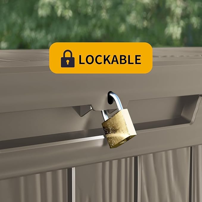 80 Gallon Waterproof Deck Storage - Compact Patio Storage Box & Pool Deck Box, All-Weather Resin Chest with Lock for Cushions & Tools, UV-Resistant, Slate Grey