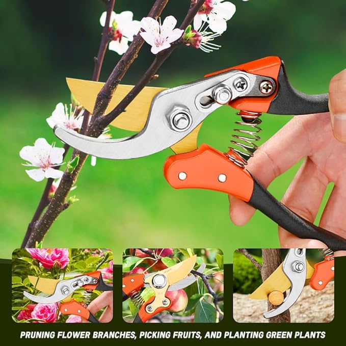 Garden Pruners, Heavy Duty Garden Clippers,Pruning Shears with Adjustable Thumb Lock,Hand Gardening Tools Pruners,Stainless Steel Sharp Gardening Scissors (MJ003)