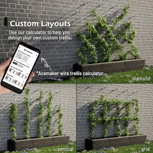 Wire Trellis Kit, 30-Set 5/64”(2mm) Crosshead Kit with 150ft Cable | T316 Marine Grade Stainless Steel, Wall-Mounted Cable Trellis for Climbing Plants Outdoor, Garden Fence Espalier System - size: 30 Sets