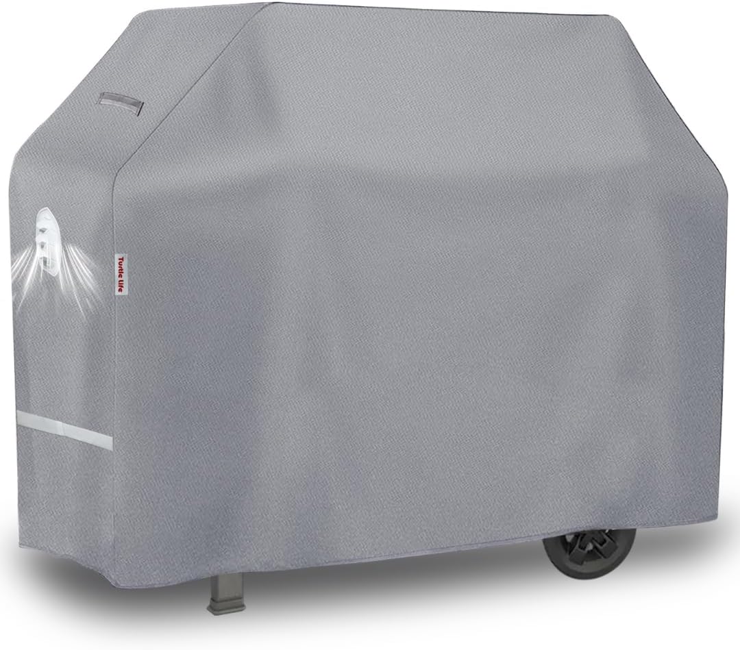 BBQ Grill Cover, 64 Inch Heavy Duty Waterproof 4-6 Burner Barbecue Gas Grill Covers for Weber Genesis Char-Broil Brinkmann, Gray