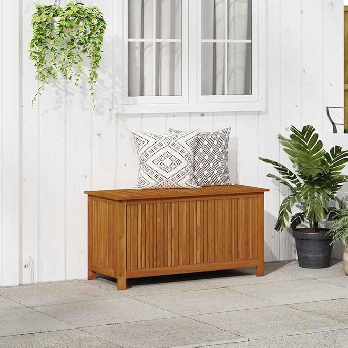 vidaXL Outdoor Storage Box - Wooden Deck Cabinet for Patio/Garden with Water-Resistant Lining, Farmhouse Style
