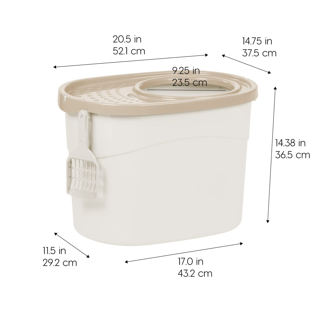IRIS USA Top Entry Cat Litter Box, Hooded Privacy, Large, Beige