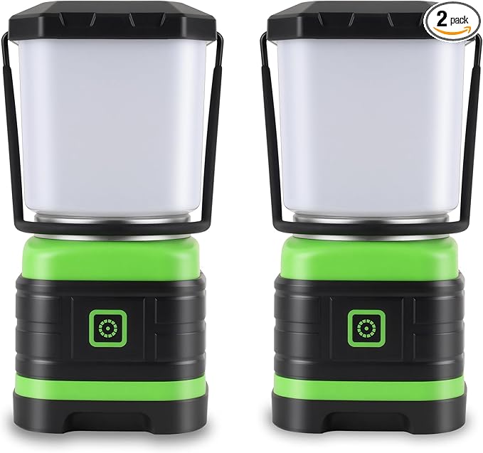 Lichamp LED Camping Lantern, Battery Powered LED Lights Camping Essentials, Portable Lanterns Flishlights for Emergency, Hurricanes, Outdoor Hiking, Power Outages, Survival Gear and Home Use, 2 Pack