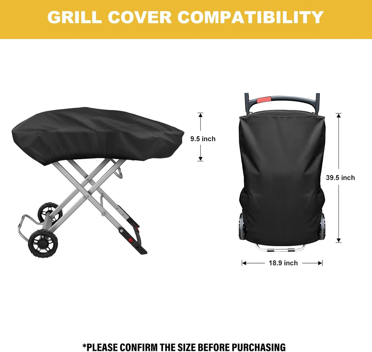 tonhui Grill Cover for Weber Traveler Portable Gas Grill 9010001, Outdoor Heavy Duty Waterproof Oxford Fabric Weather Resistant