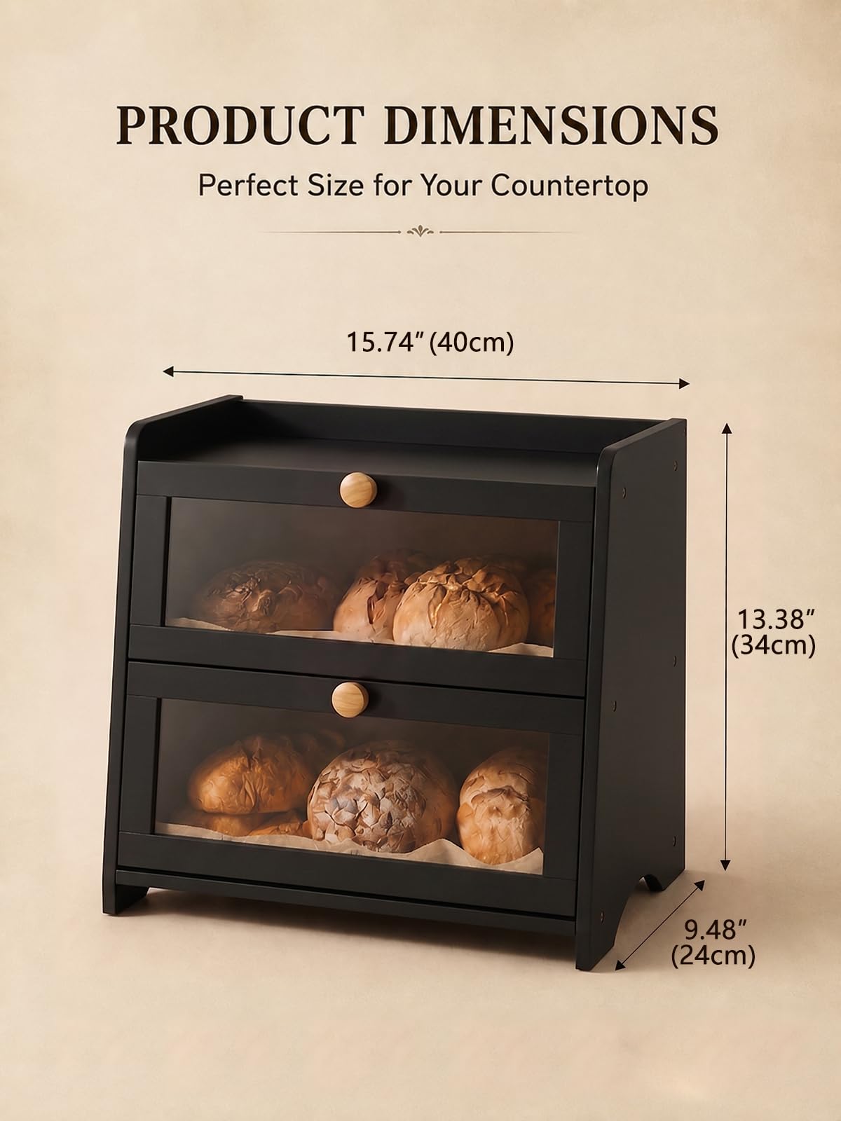 Bread Box for Kitchen Countertop Large Capacity with Top Storage Shelf