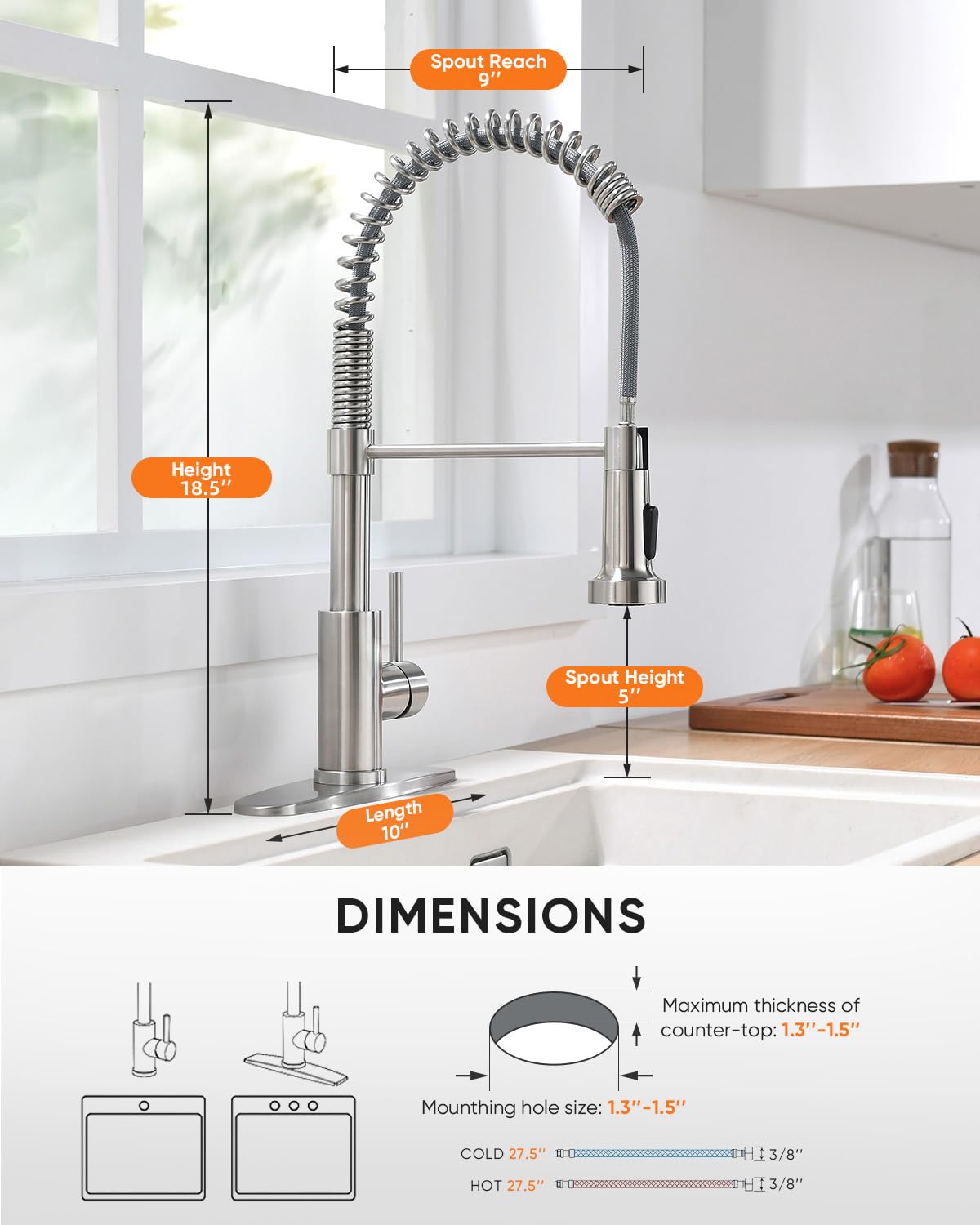 OWOFAN Kitchen Faucet with Pull Down Sprayer Brushed Nickel