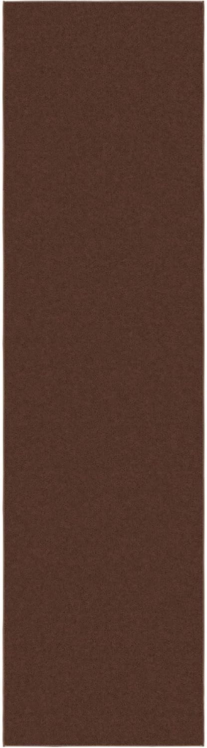 Ottomanson Hallway Runner Rug 2'7" x 9'10" Non Slip Solid Area Rugs Easy to Clean Laundry Rug Runner Durable & Pet Friendly Floor Carpet Runners for Hallways Entryway Living Room Kitchen, Brown