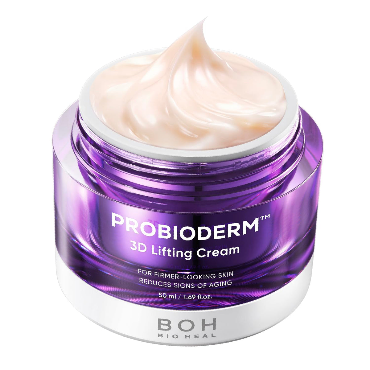 [Cardi B's Pick] BIO HEAL BOH Probioderm 3D Lifting Cream 1.69 fl oz - Advanced Korean Facial Night Cream with 17-Peptide Complex & Probioderm for Face & Neck, Butter-Rich Texture for Perfect Slugging