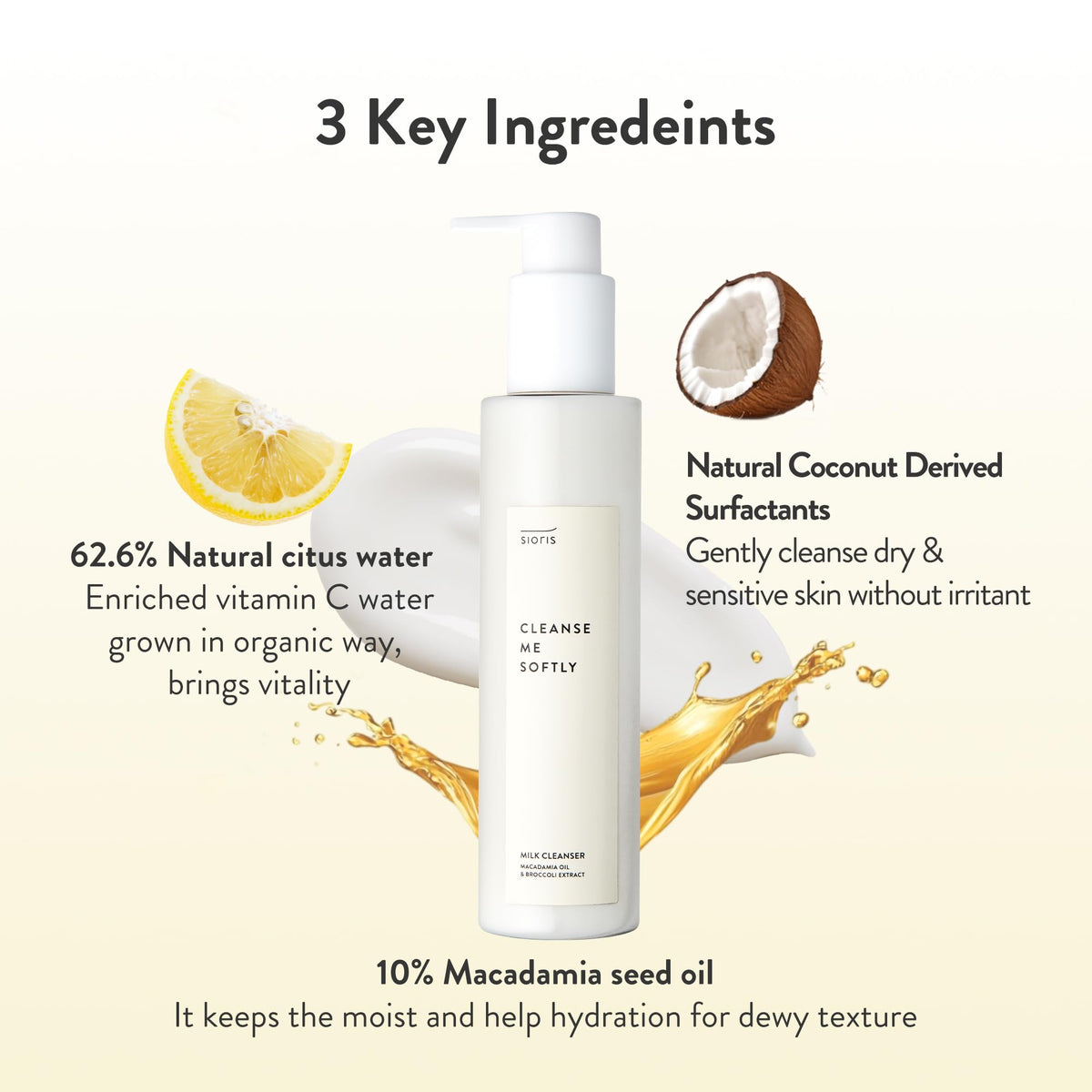 SIORIS Cleansing Milk & Makeup Remover, Korean Face Wash for Sensitive Skin