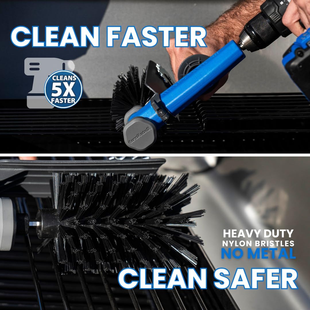 Grill Brush, Cleaning Kit, Drill Attachment, Grill Cleaner, No Metal, BBQ Grill Brush, Perfect for Removing Rust, Grime, Grease, and More