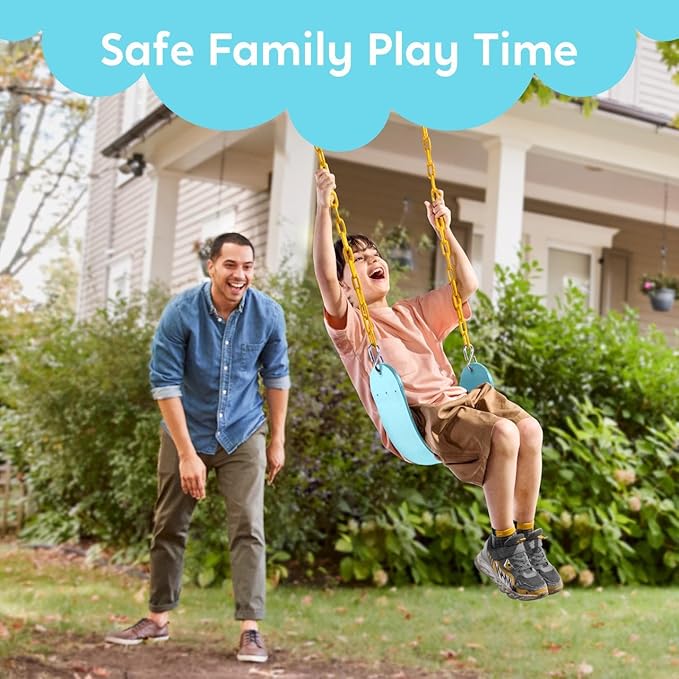 TURFEE Swing for Outdoor Swing Set - Pack of 1 Seat Replacement Kit with Heavy Duty Chains - Backyard Swingset Playground Accessories for Kids (Blue 2)