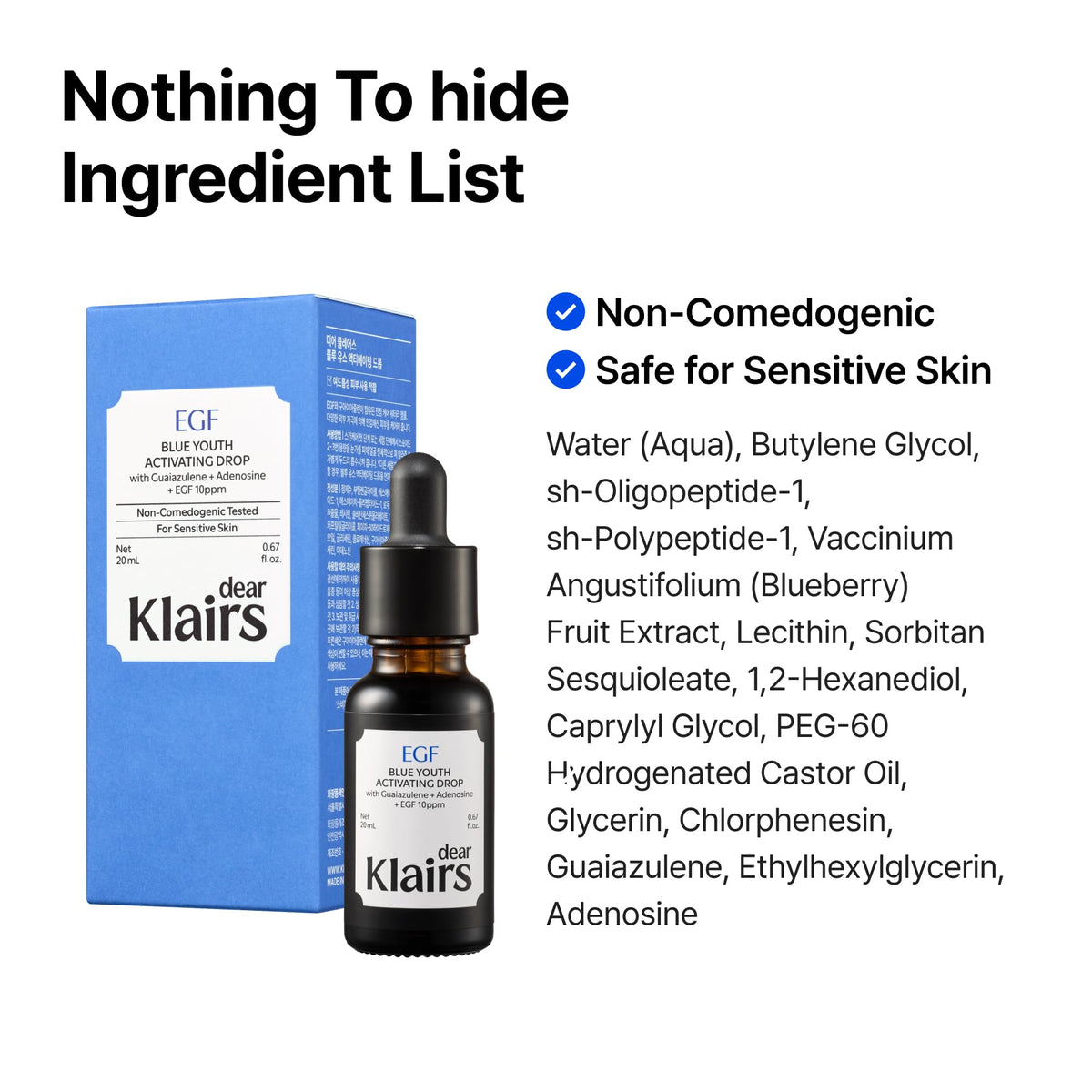 DearKlairs EGF Serum - Blue Youth Activating Drop, 1.69 Fl Oz