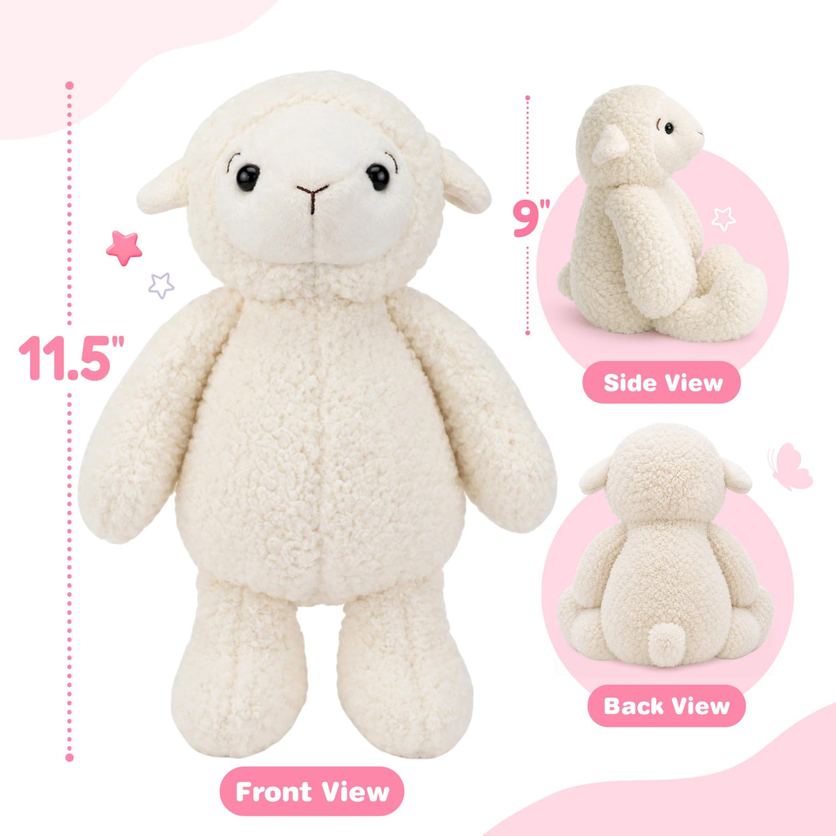 LotFancy Sheep Stuffed Animal, 12 inch Soft Cuddly Lamb Plush