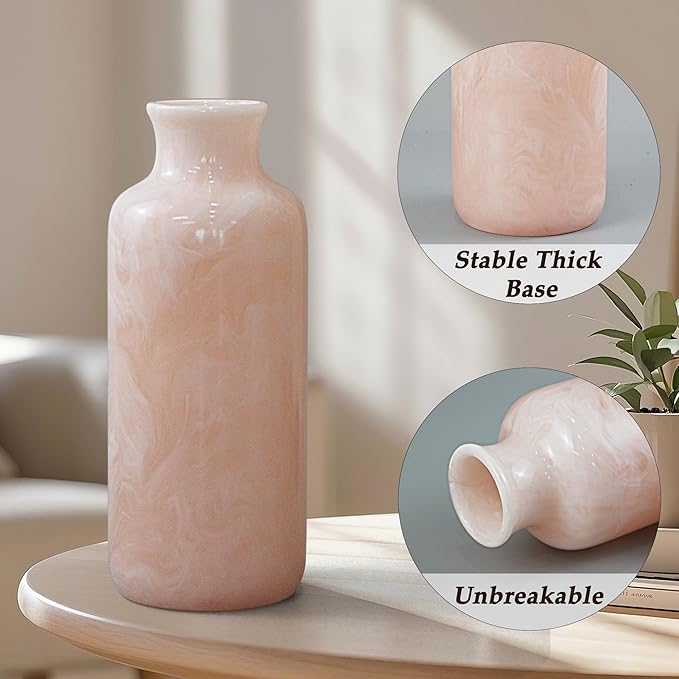 Resin 3 Piece Vase Set, Farmhouse Decor, Home Decorative Vase, Vases for Your Kitchen, Bedroom, Office, Living Room, Bathroom, & Shelf Centerpiece Table Decorations, Pink