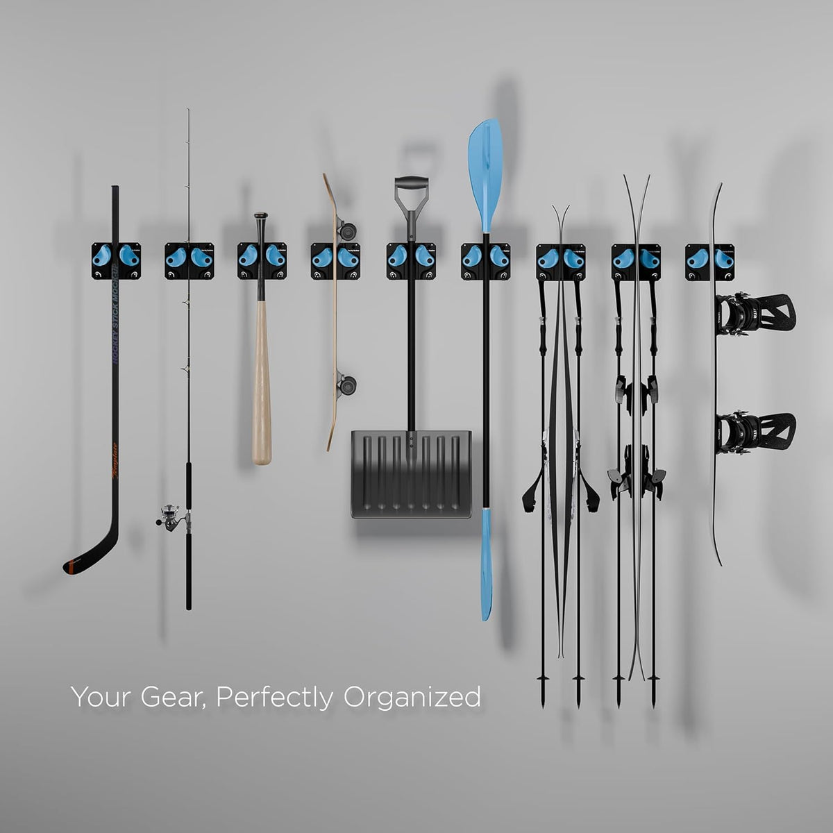 Ultimate Ski & Snowboard Wall Rack | Secure, Non-Slip Storage | Fits Any Ski/Board | Garage Organization | Ski Storage Rack | Snowboard Storage Rack | Winter Gear Organizer | 2 Pck