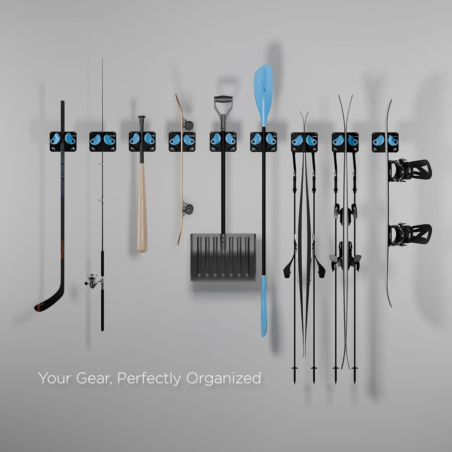 Ultimate Ski & Snowboard Wall Storage Rack - Fits any Ski or Snowboard - Save Your Rocker, Tips and Tails - Damage-free - 3x - Black