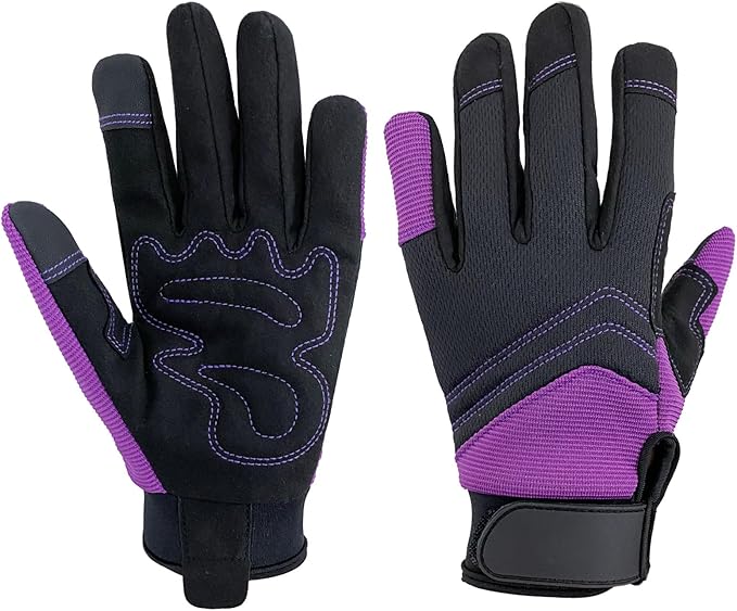 Safety Work Gloves,Multipurpose Working Gloves for Men,Multifunctional Synthetic Leather Spandex Mechanic Gloves,Gardening Glove Gifts for Men,Tounchscreen (Purple, Extra Large), 24096001-8