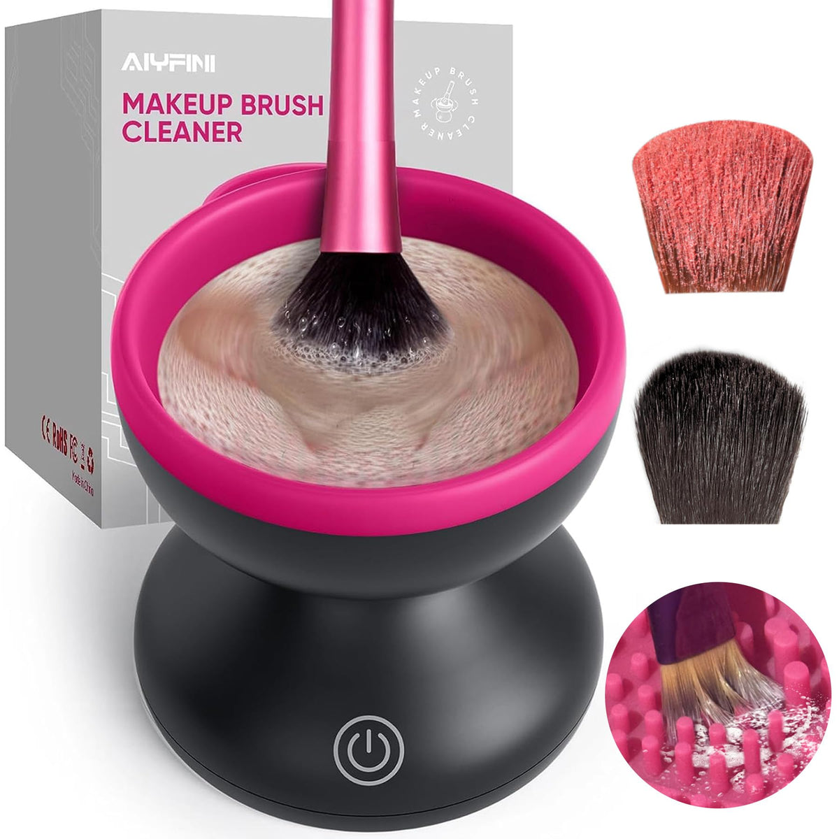 Makeup Brush Cleaner Machine, Powerful Friction Make Up Residue Remover