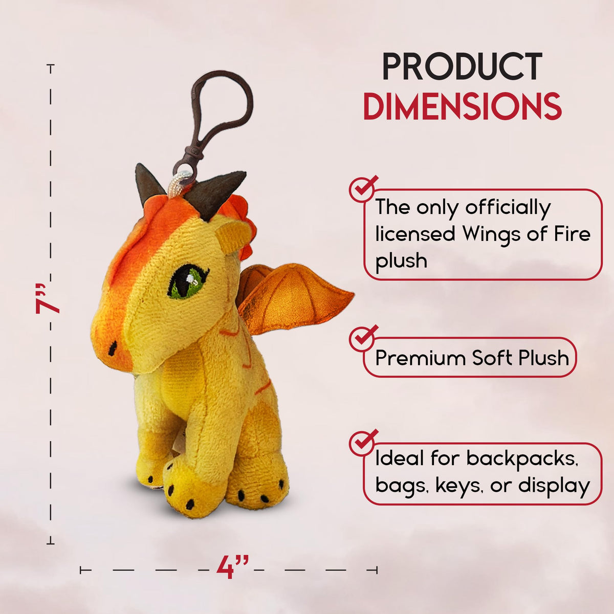 Tui T. Sutherland's - Wings of Fire Dragon Plush Danglers - Sunny & Mystery Dragon Combo Box - Soft Stuffed Animal Dangler Toy - Collectible Dragon Plushies for Kids - 2 Dragons Per Box