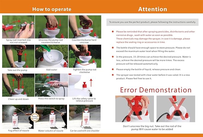 CLICIC 4 Gallon (16L) Lawn and Garden Portable Sprayer Pump Pressure Sprayer with Four Spray Poles Totaling 52 inches in Length