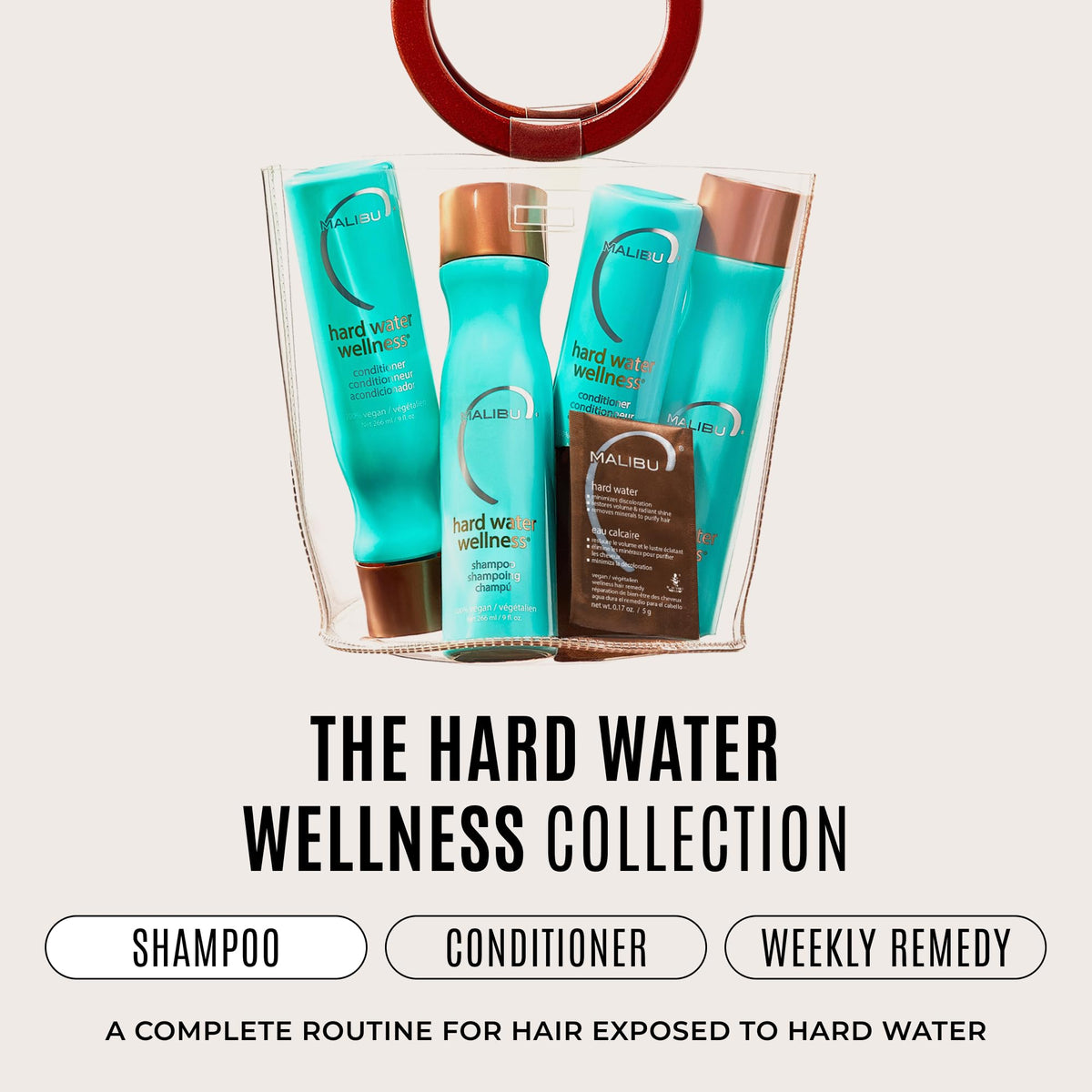 Malibu C Hard Water Wellness Shampoo - Hydrating, Sulfate-Free Hair Care for Hard Water - Removes Minerals and Buildup (9 oz)