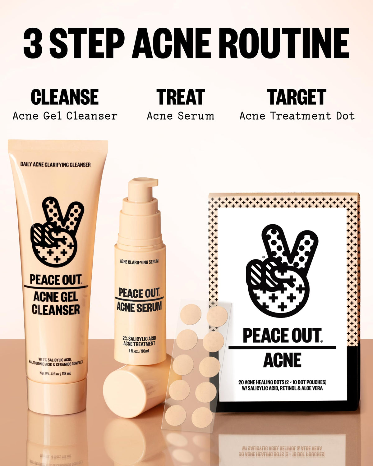 PEACE OUT Acne Healing Dots Hydrocolloid Pimple Patches (20 count)