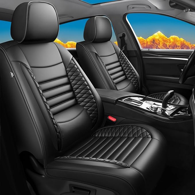 Fit HRV Car Seat Covers for Honda HR-V 2016-2024 2025 2026 - Upgraded Premium Waterproof & Breathable Leather, Airbag Compatible, All-Weather Seat Cushion Protector (Full Set, Black)
