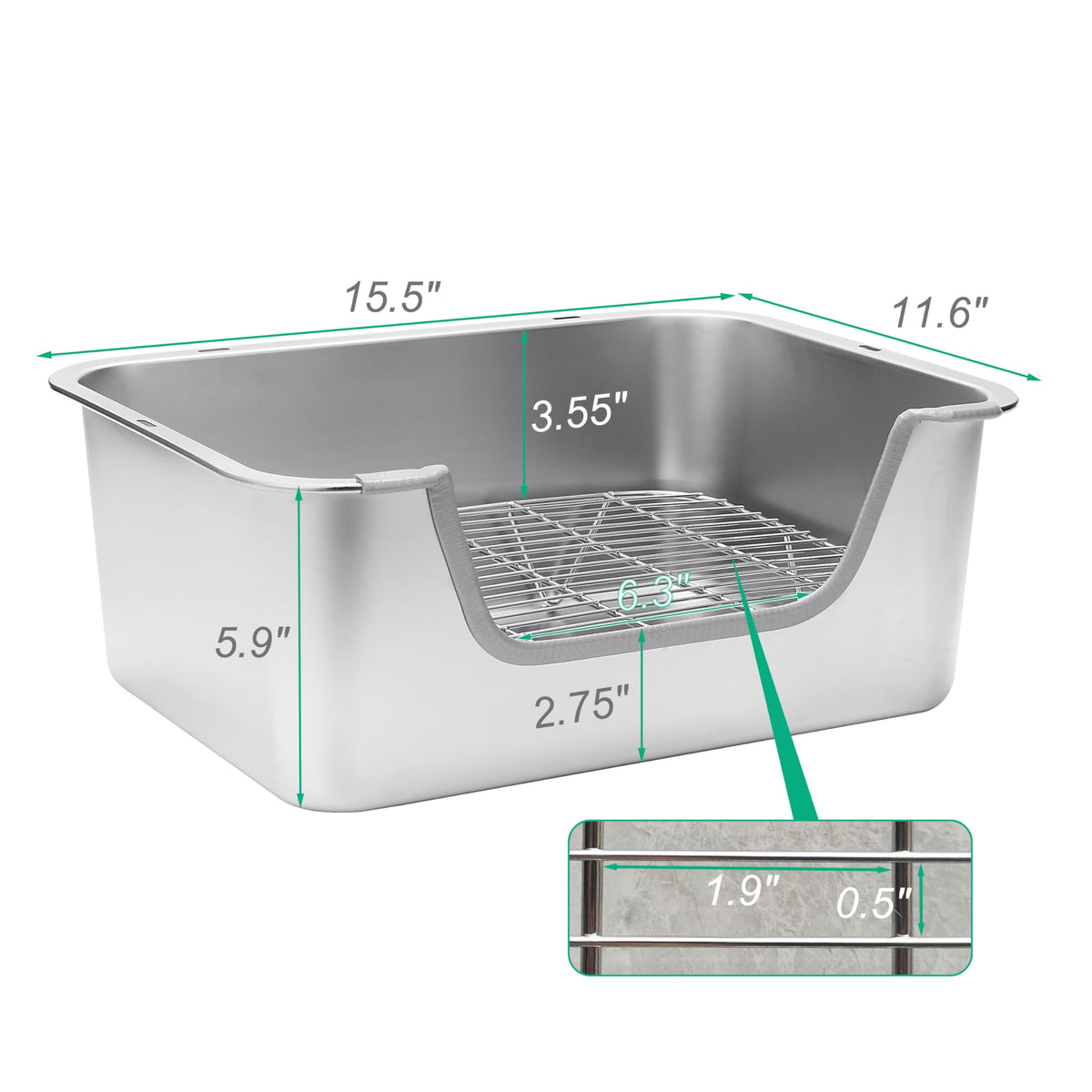 Sorstrem Stainless Steel Rabbit Sifting Litter Box (M)