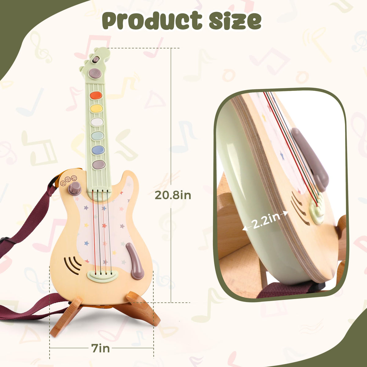 FReniland Electric Guitar Toy for Kids – Rock Style Musical Guitar with Real Strings, Pressable Buttons & Sound Effects, Musical Instrument for Toddlers Boys Girls Ages 3–6