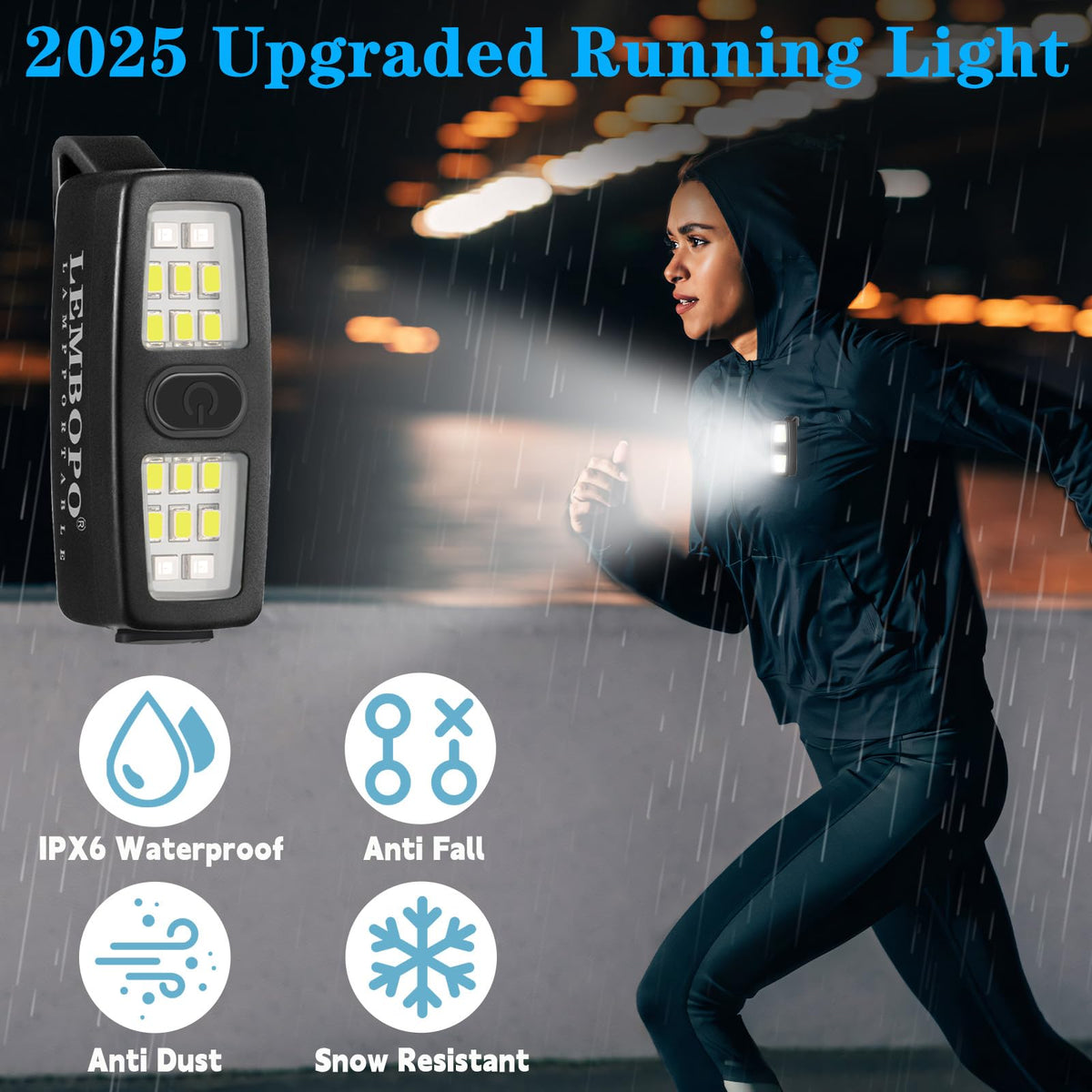 Lembopo Small Rechargeable EDC Flashlight 2 Pack, Clip on Running Lights Gift for Runners, Safety Bike Lights for Dog Walking at Night, Hands Free Running Accessories Gear for Women Men