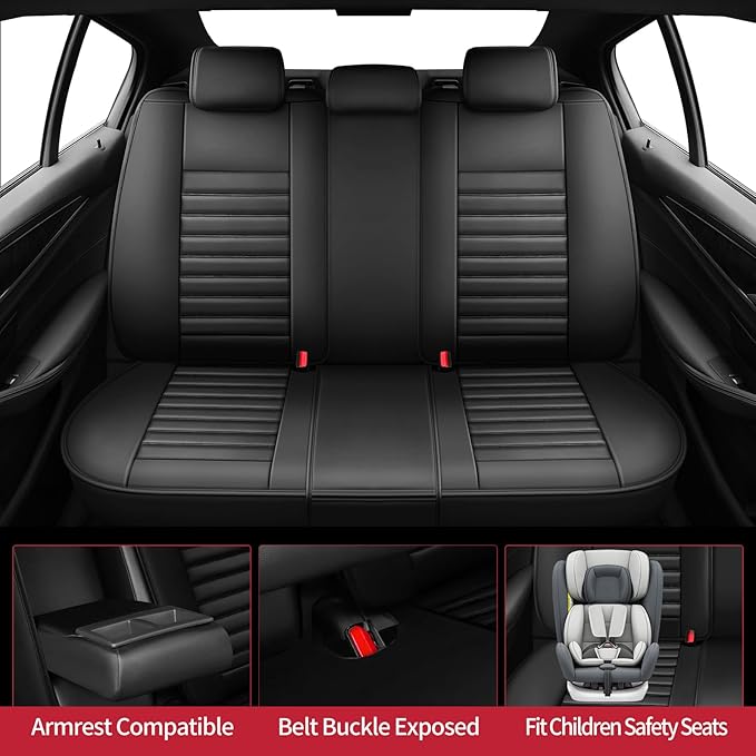 Fit Venue Car Seat Covers for Hyundai Venue 2020-2025 2026 - Upgraded Premium Waterproof & Breathable Leather, Airbag Compatible, All-Weather Seat Cushion Protector (Full Set, Black)