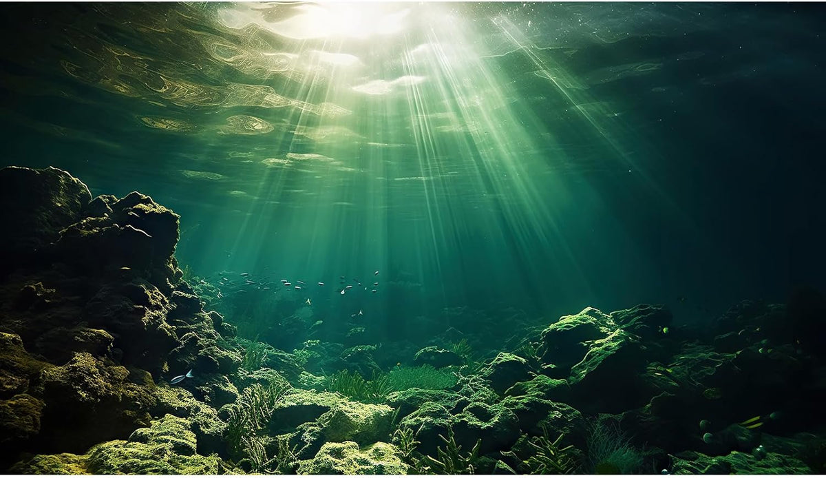 Under The Sea Aquarium Background Underwater Fish Tank Background Ocean Floor Rock Cave Sunray Terrarium Backgrounds Tropical Fish Ocean World Aquarium Reptile Tank Backgrounds 24x16in