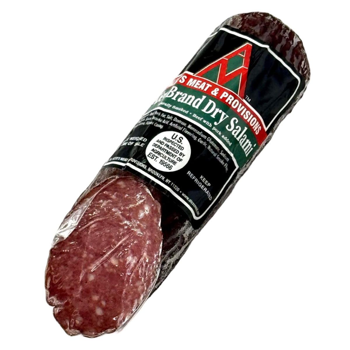 Alex’s Meat - Kiev Brand Dry Salami Chunk - Traditional Eastern European Air-Dried Sausage, Bold Flavor, Coarse-Cut, Ready to Slice, Perfect