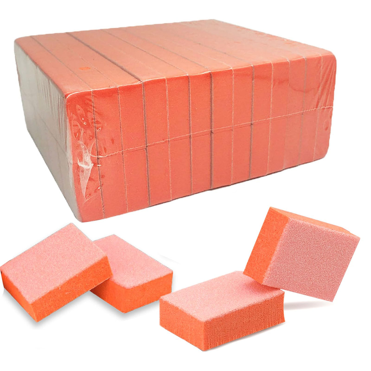 Maryton Nail Buffer Mini Block File, 130 Count (Orange, Acrylic, Fine Grit 100)
