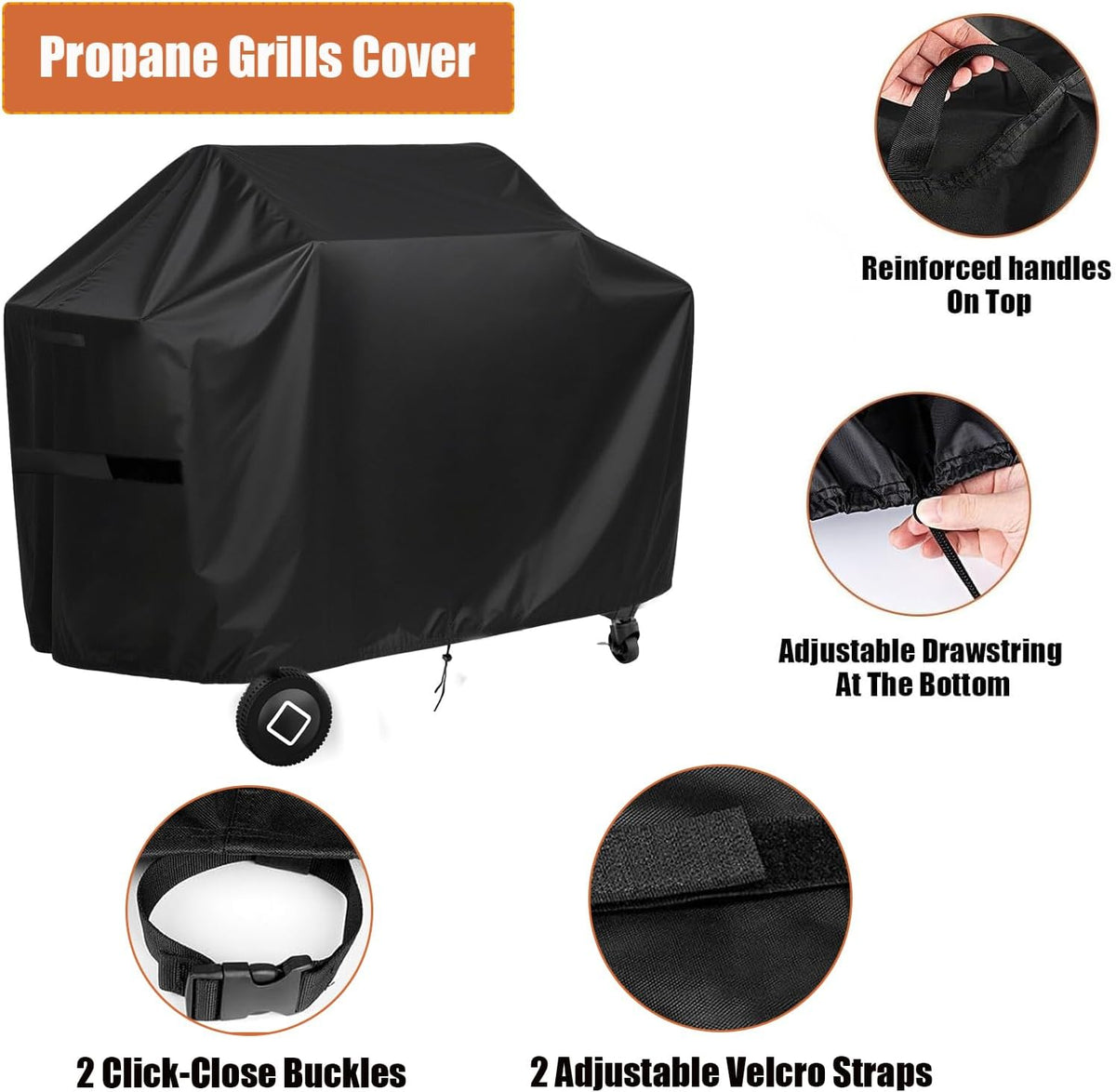 Grill Griddle Cover for Brand-Man Griddle Grill Combo 6-Burner, Portable Gas BBQ Covers, Waterproof Outdoor Propane Grills Cover-22.4" D x 64" W x 42" H